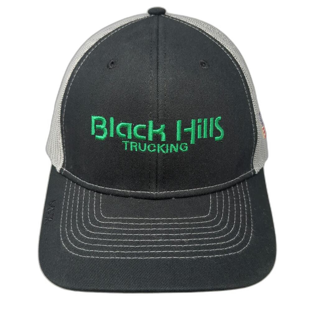 Max Trucker Hat Black One Size Mesh Snapback USA Flag Black Hills Trucking Hat